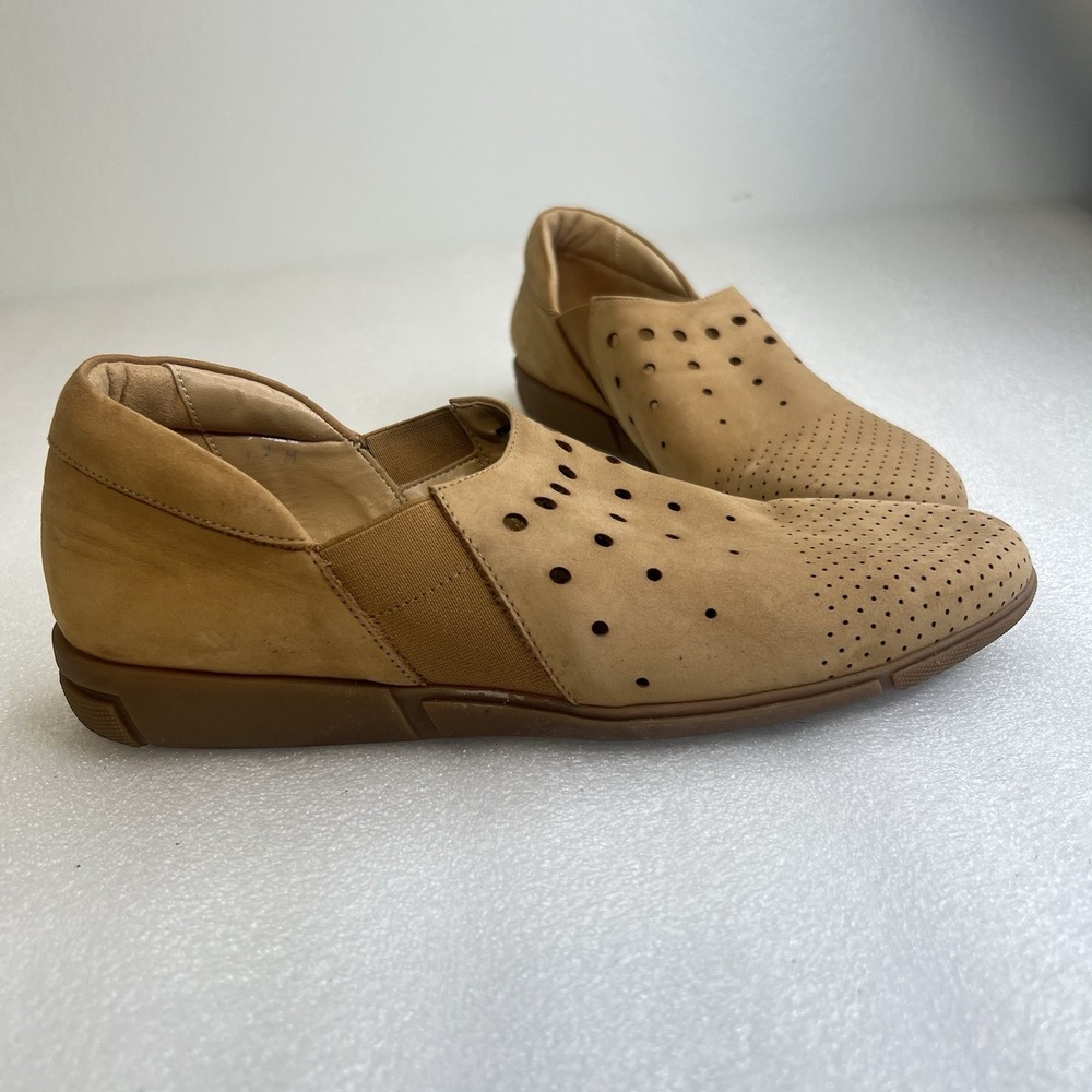 Sesto Meucci Shoes‎ Sz 7 Dana Leather Comfort Slip On Perforated Loafer Brown